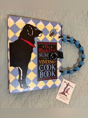 Bespoke Handbag with  Beaded Handle: The Black Dog Cookbook with Black Lab